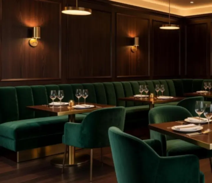 Cinematic view of Wonderstar s. r. o.'s dining room prepared for evening reservations