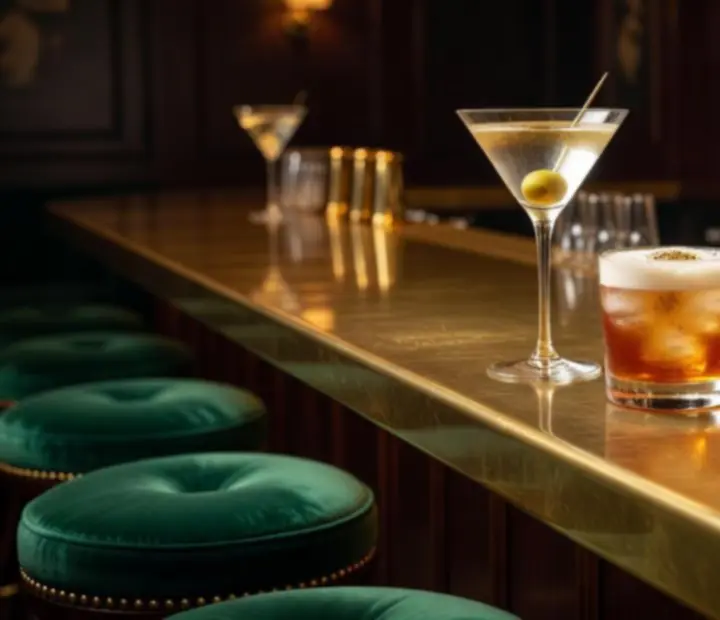 Signature cocktails lined up on the Wonderstar s. r. o. bar