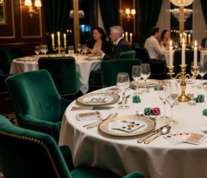 Themed evening table view with poker-inspired details